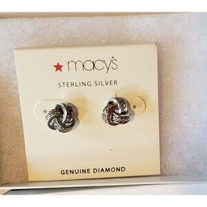 Diamond Love Knot Sterling Stud Earrings